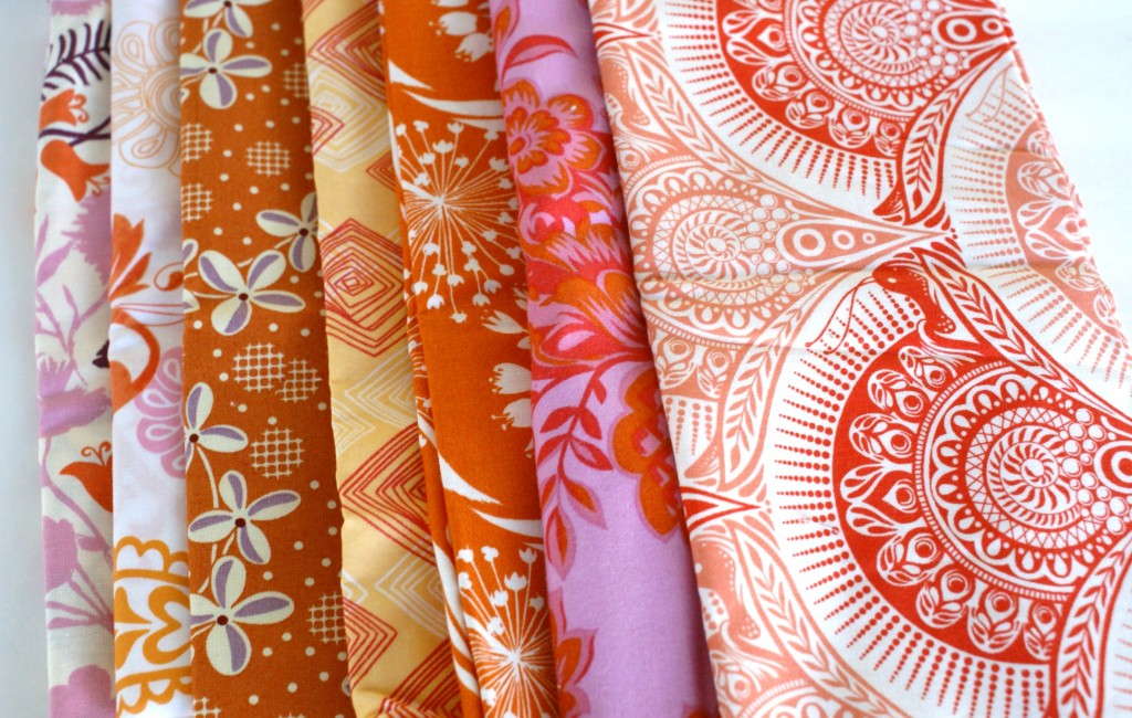 orange and pink fabrics