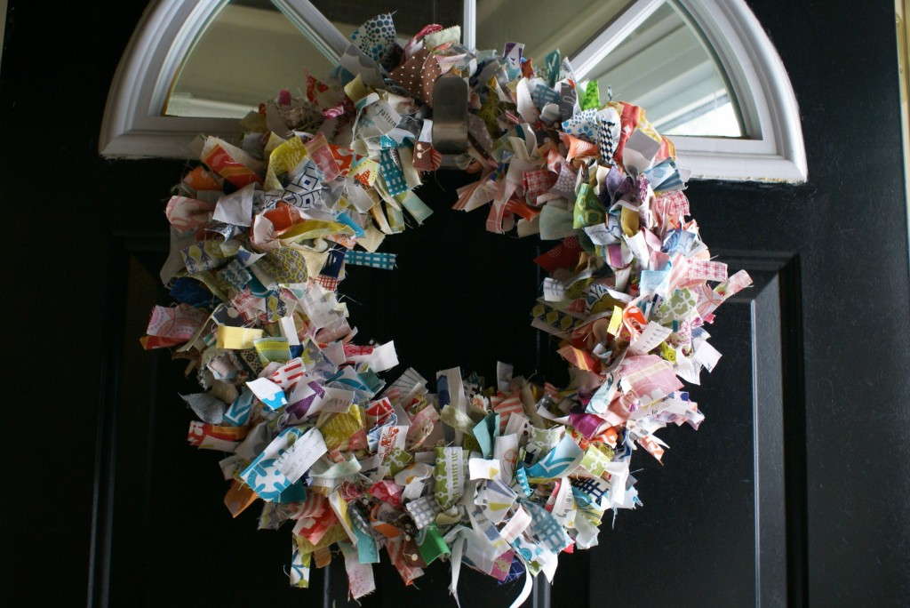 fabric scrap wreath