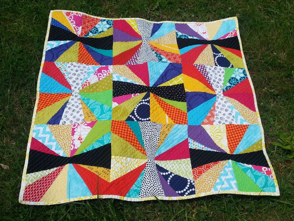 black, white and brights baby jacks quilt