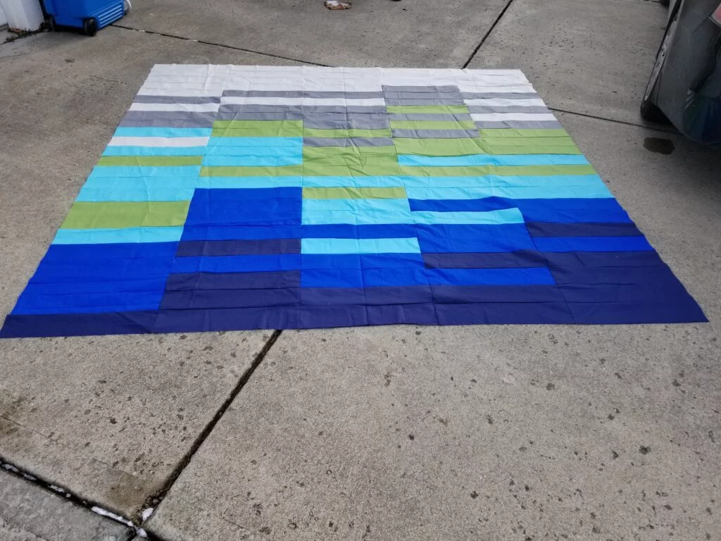 quilt top on the driveway